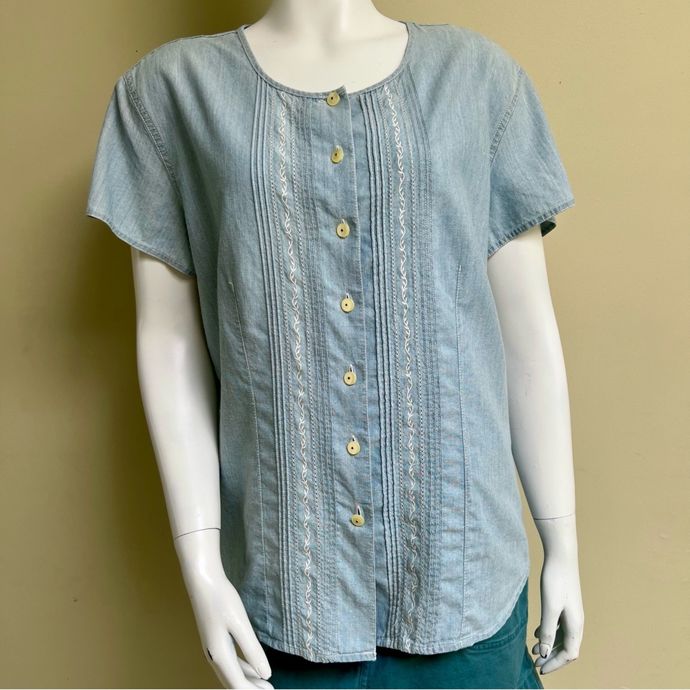 Vintage Denim Embroidered Top